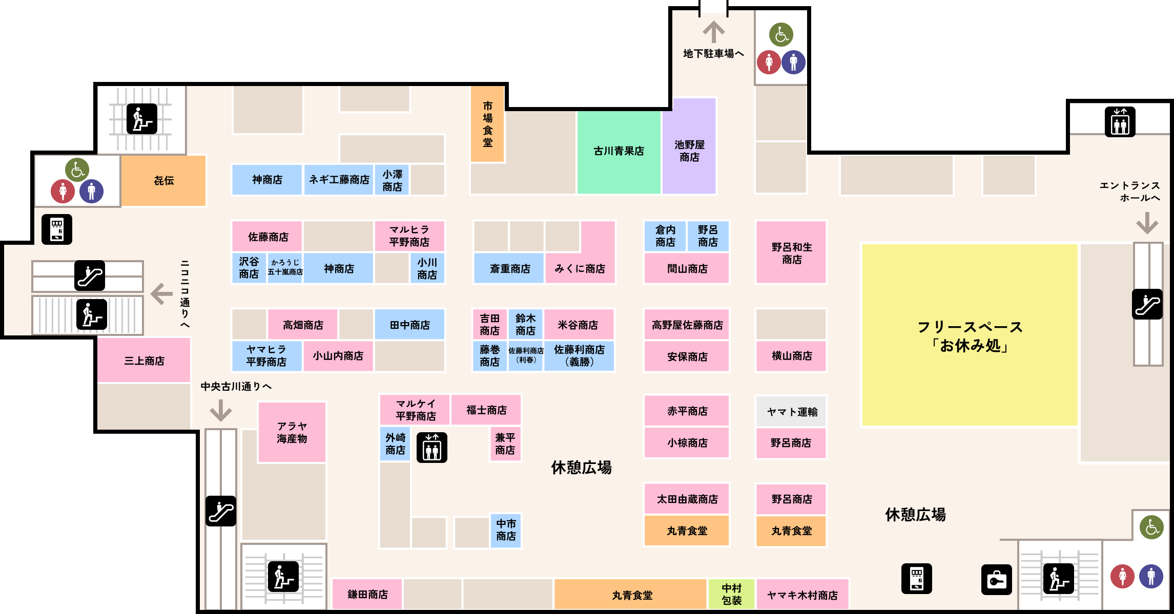 アウガ新鮮市場のマップ